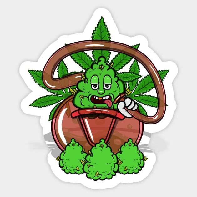 Weed Bud On Glass Bong and Marijuana Sticker by tedykurniawan12